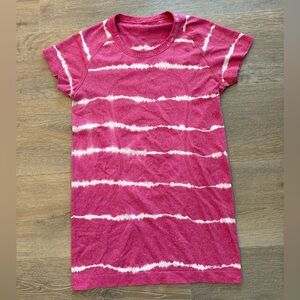 Lululemon Swiftly Tech White Pink Shibori Tie Dye Short Sleeve Shirt Size 6.
